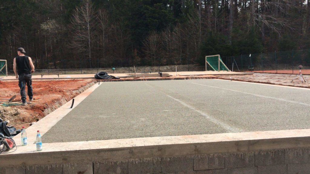 Fundament für Padel Court – Drainbeton