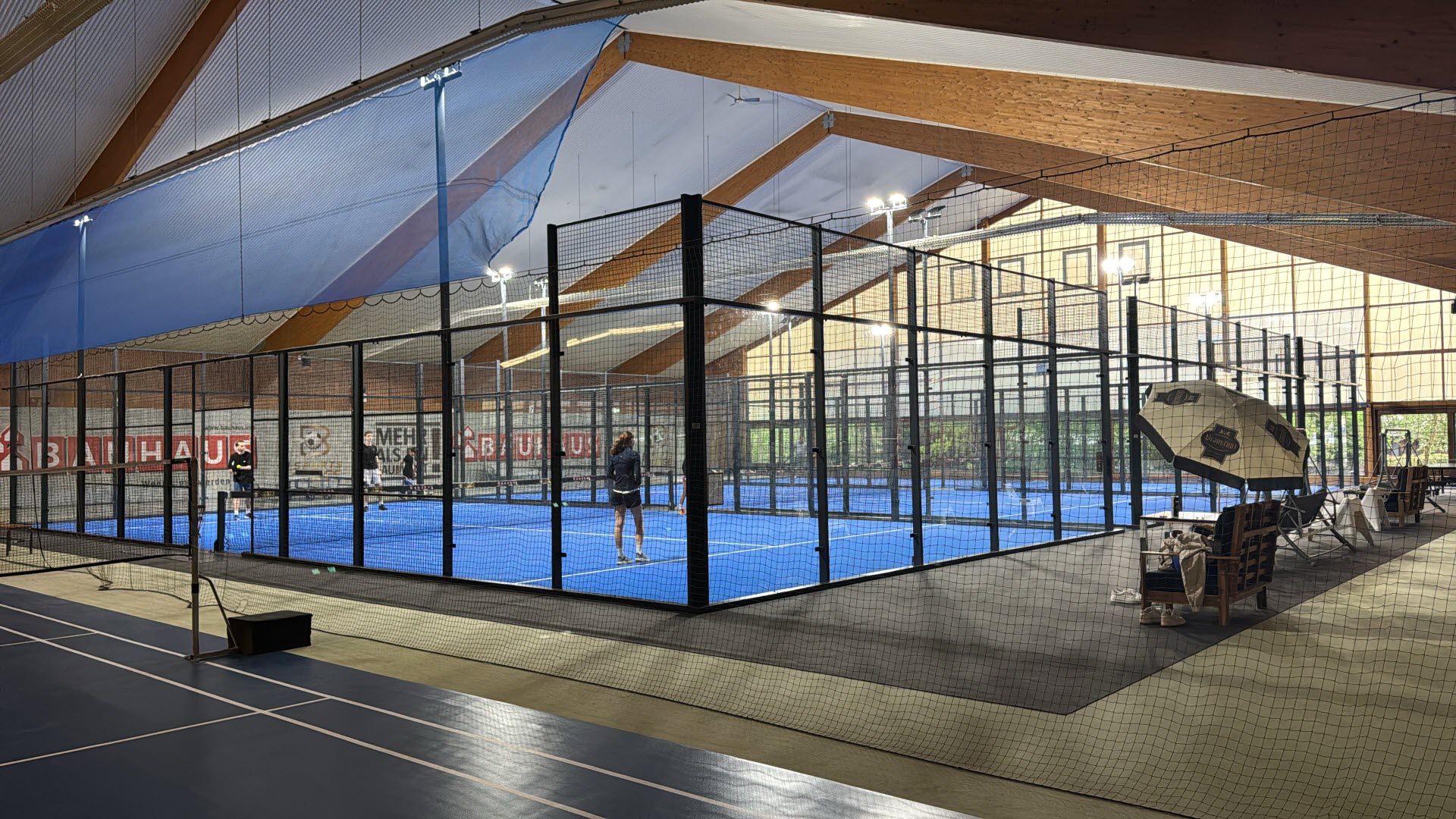 Indoor padel court in Germany at Bilgin Sports Lounge, designed by Padelcreations in Darmstadt.
